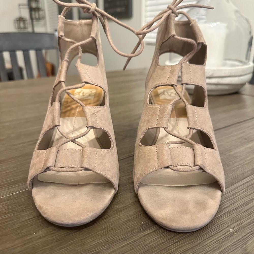 DV by Dolce Vita Taupe Suede Cut-Out Booties